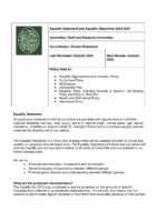 Equality Statement and Equality Objectives 2024-27
